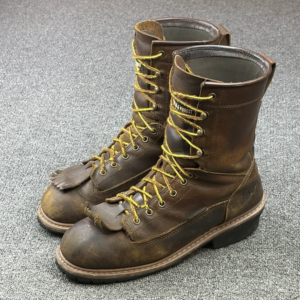 Field & Forest 1036 Brown Leather Waterproof Logger Boots Kiltie Mens Sz 10.5 D